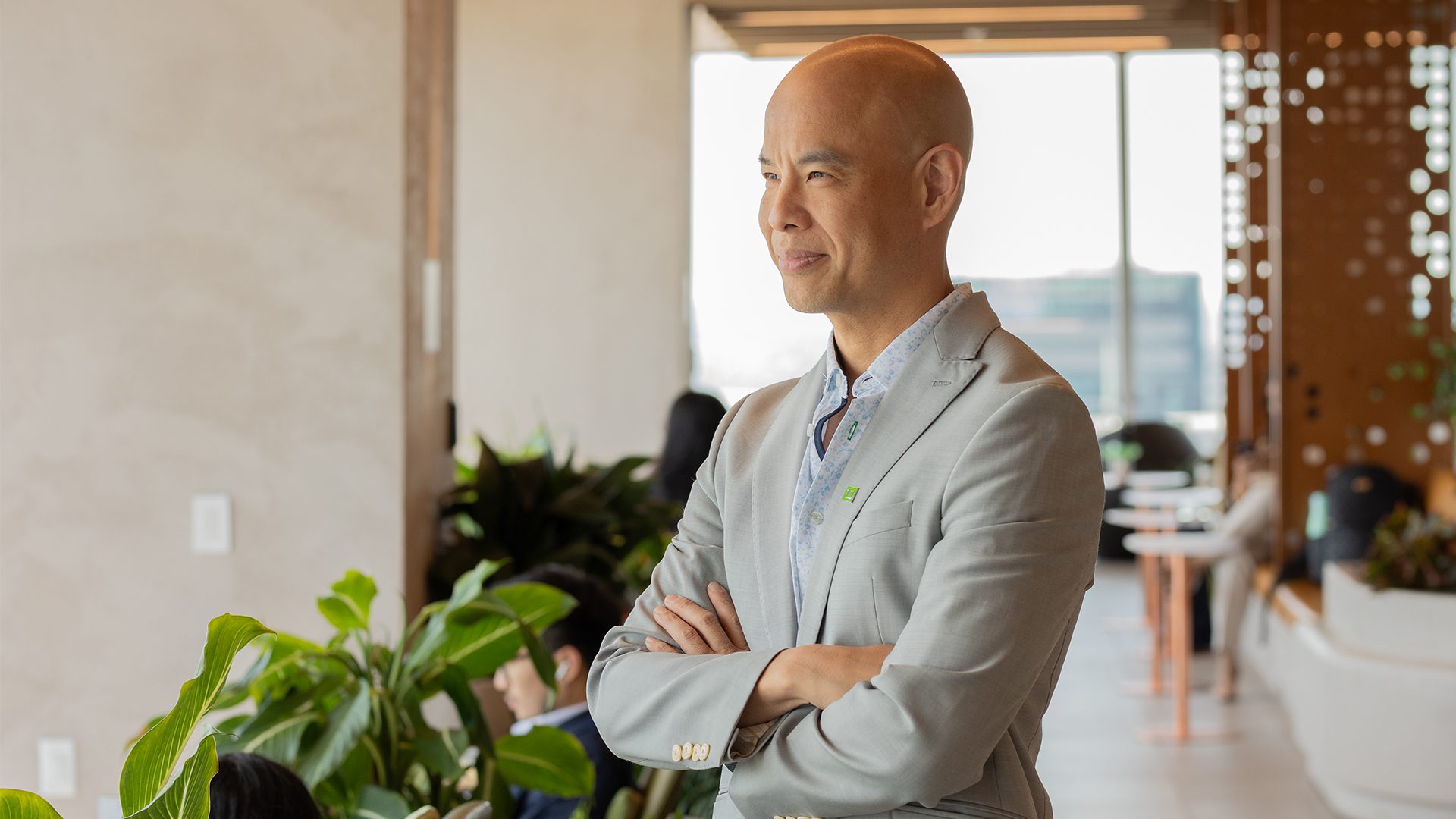 A candidate seated at a desk.